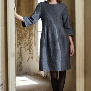 Poetry Blue Linen & Wool Dress Size 6